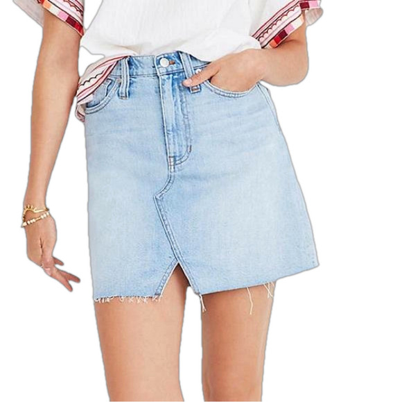 Madewell Rigid Denim Cutout Edition A-Line Mini Jean Skirt Size 25 - Picture 1 of 12